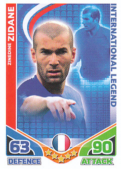 Zinedine Zidane France 2010 World Cup Match Attax International Legends #IL